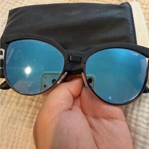 Quay Round Blue Mirrored Sunglasses